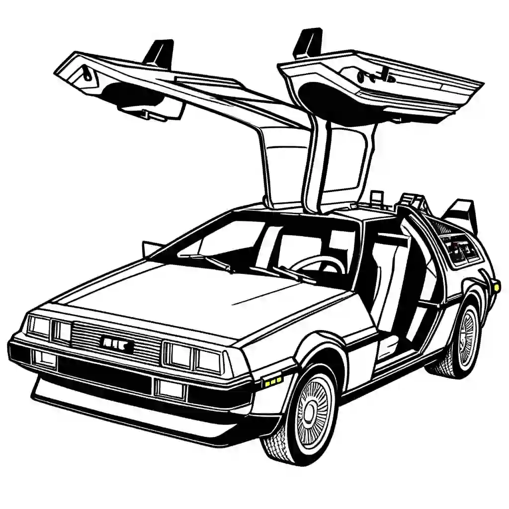DeLorean Car (from Back to the Future) coloring pages
